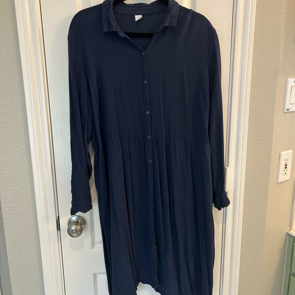 Navy Button-Up Dress